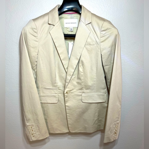 Banana Republic brand new sateen tan jacket Sz 6 with stretch - Picture 2 of 5